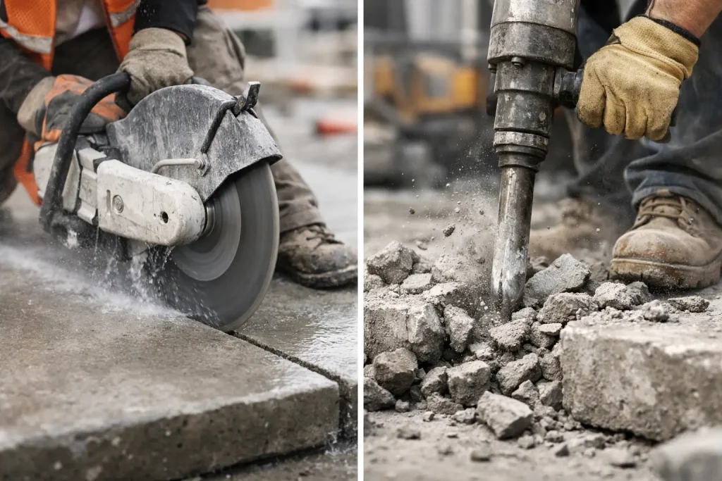 Concrete Cutting vs Concrete Breaking Explained
